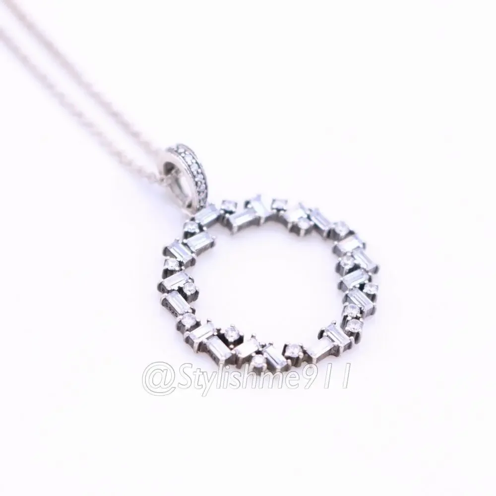 Authentic PANDORA Shards of Sparkle Necklace with Baguette Cut Zirconia